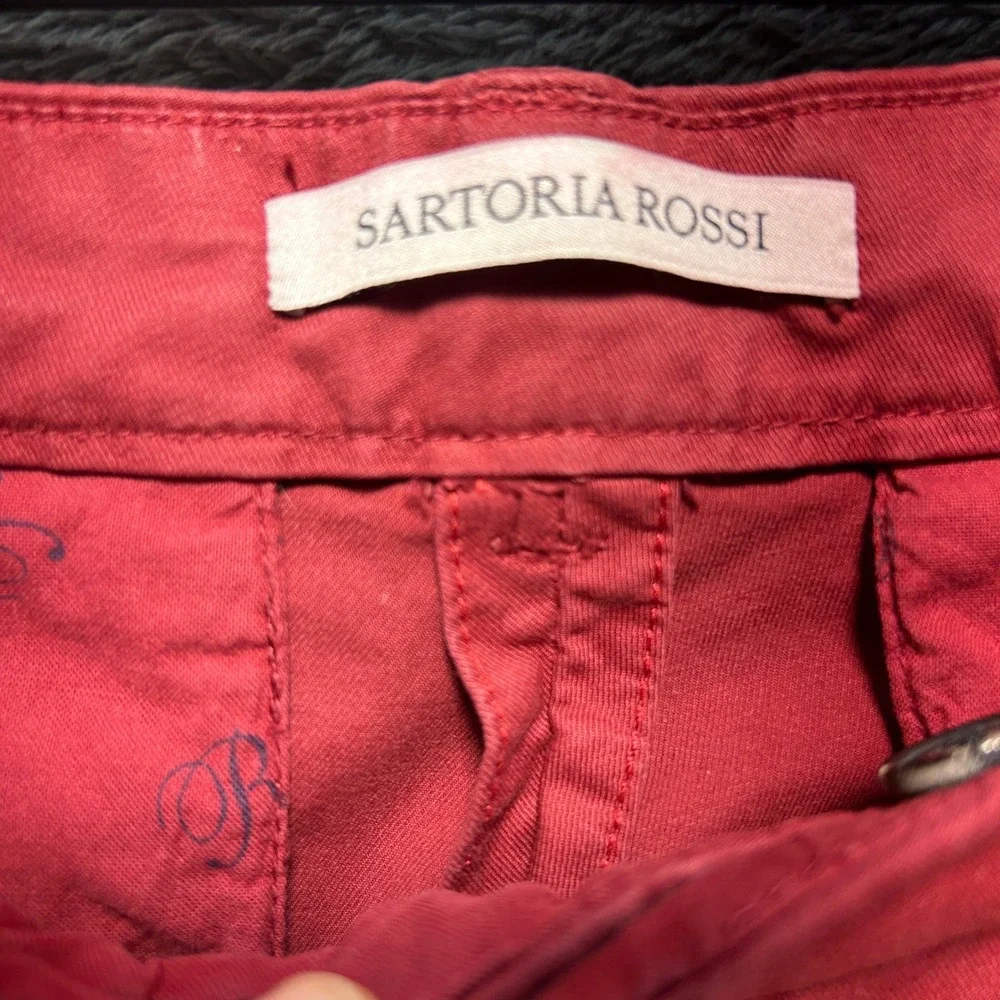 Sartoria Rossi Mens Chino Pants Red Cotton Slim Fit Trousers 30x30